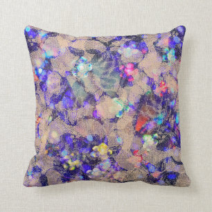 Purple Lace Roses Cushion
