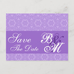 Purple Lace Stars Pattern Save the  Date V6 Announcement Postcard