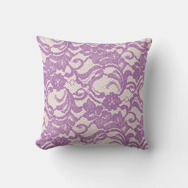 Purple Lace Throw Pillow (Front)