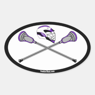 Purple Lacrosse Sticks and Helmet Oval Sticker