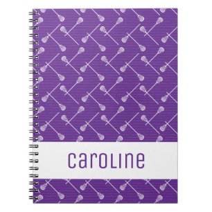Purple Lacrosse White Sticks Patterned Notebook