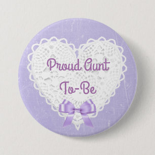 Purple Lacy Proud Aunt-To-Be Baby Shower Button
