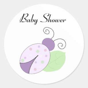 Purple Ladybug Baby Shower Classic Round Sticker