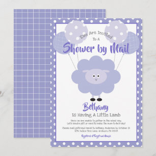 Purple Lamb Baby Shower by Mail Cute Simple Modern Invitation