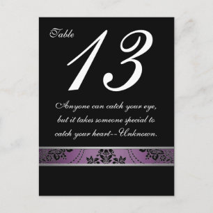 Purple Lapis Damask Table Number Card
