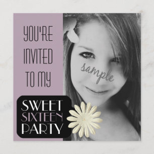 Purple Large Photo Girl's Sweet 16 Party Invitation