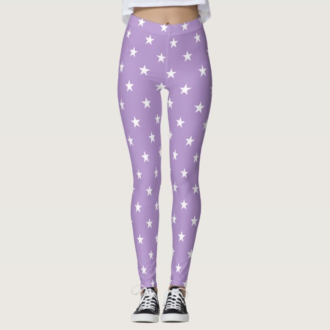 Purple Large Stars Leggings (Front)