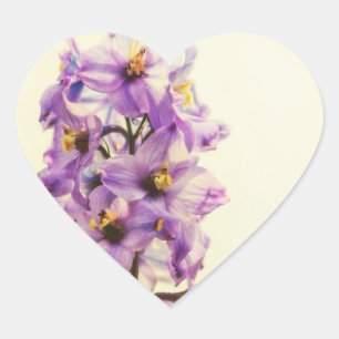 Purple Larkspur Delphinium Heart Sticker