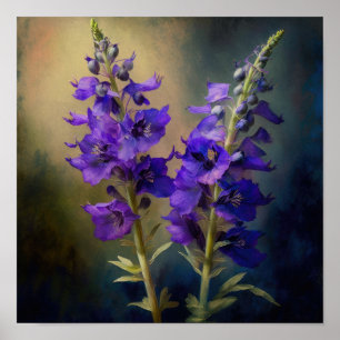 Purple Larkspur Flower Art Print Poster