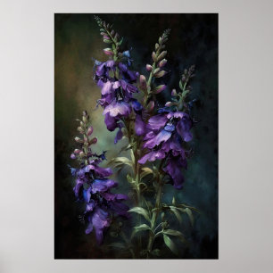 Purple Larkspur Flower Art Print Poster