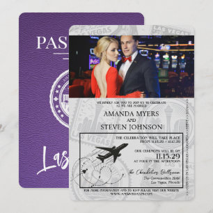 Purple Las Vegas Passport Wedding Invitation