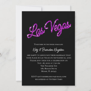 Purple Las Vegas Sparkles Post Wedding Invitation