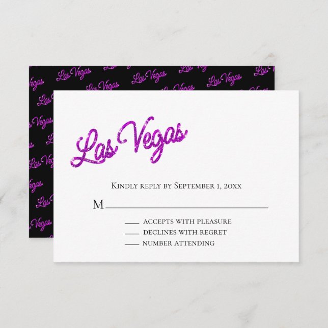 Purple Las Vegas Sparkles Wedding RSVP Invitation (Front/Back)