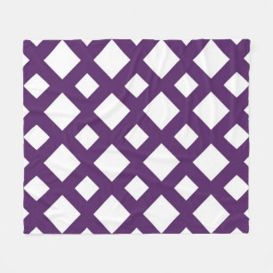 Purple Lattice on White Fleece Blanket