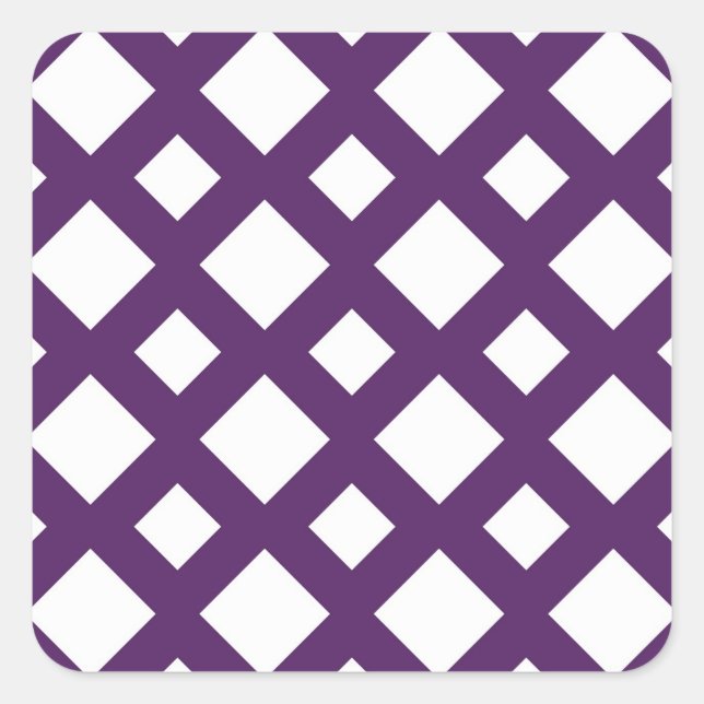 Purple Lattice on White Square Sticker (Front)
