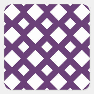 Purple Lattice on White Square Sticker