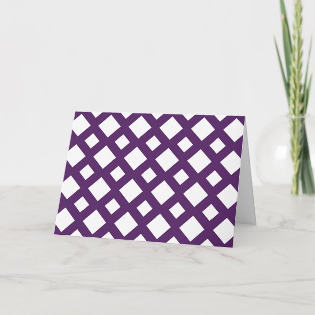 Purple Lattice on White Thank You Card (Front)