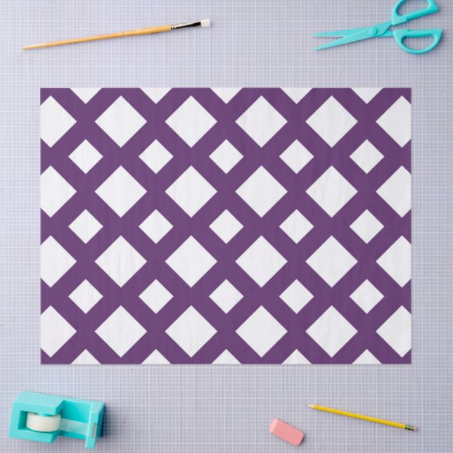 Purple Lattice on White Tissue Paper (Craft)
