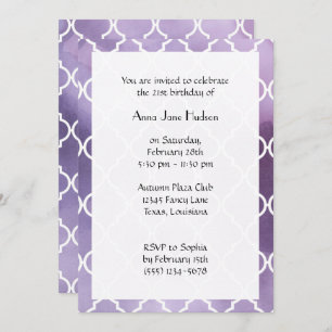 Purple Latticework, Moroccan Trellis, Birthday Invitation