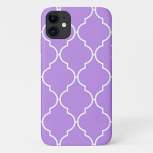 Purple Latticework, Quatrefoil, Moroccan Trellis iPhone 11 Case