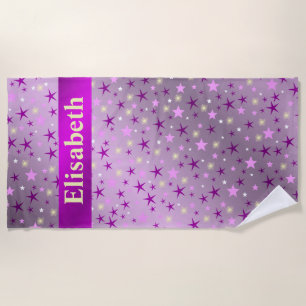 purple,laughing, happy, stars, rainbow, colors, be beach towel