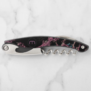 Purple Lava 3D Fractal Geek Monogram Corkscrew