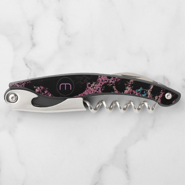 Purple Lava 3D Fractal Geek Monogram Corkscrew (Front)