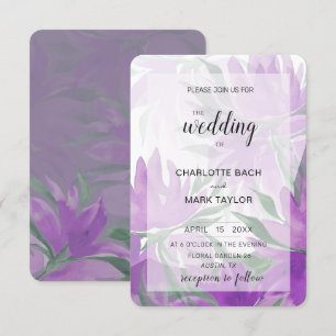 Purple Lavander Watercolor Elegant Floral Invitation