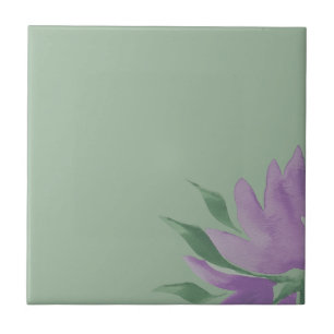 Purple Lavander Watercolor Elegant Floral Tile
