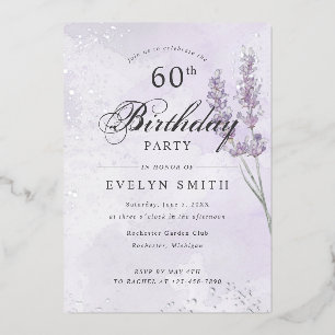 Purple lavender 60th birthday party silver