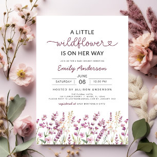 Purple Lavender A Little Wildflower Baby Shower Invitation