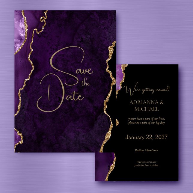 Purple Lavender Agate Wedding Save the Date Invitation (Creator Uploaded)
