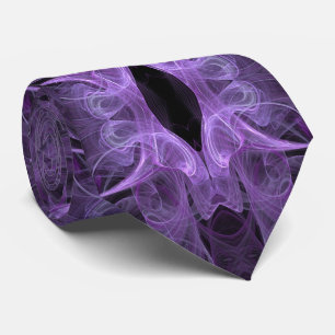 Purple Lavender and Black Abstract Fractal Necktie