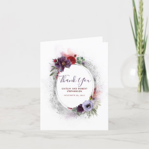 Purple Lavender and Burgundy Floral Thank You Card