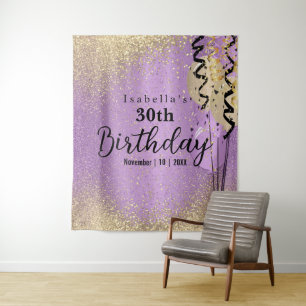 Purple Lavender and Gold Glitter Birthday  Tapestry