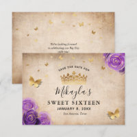 Purple Lavender and Gold Roses Elegant