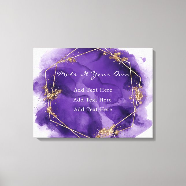 Purple Lavender and Gold Watercolor Wedding Canvas Print (Front)