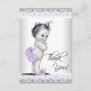 Purple Lavender and Grey Baby Shower Thank You Card