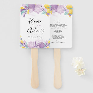 Purple, lavender and lemon program hand fan
