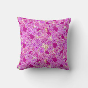 Purple, lavender and plum flowers, plum backgroud cushion