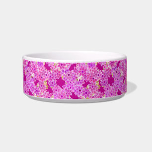Purple, lavender and plum flowers, plum background bowl