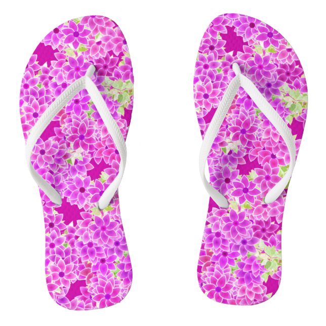 Purple, lavender and plum flowers, plum background flip flops (Footbed)