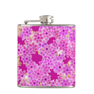 Purple, lavender and plum flowers, plum background hip flask