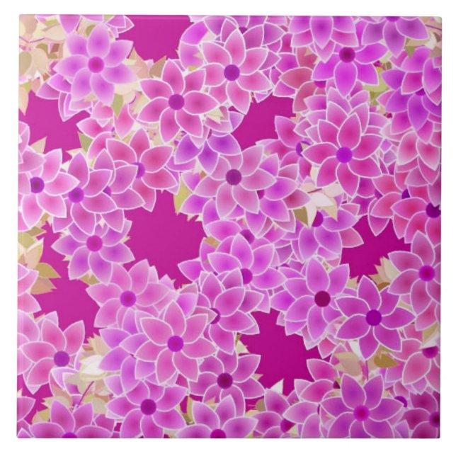 Purple, lavender and plum flowers, plum background tile (Front)