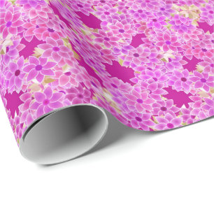 Purple, lavender and plum flowers, plum background wrapping paper