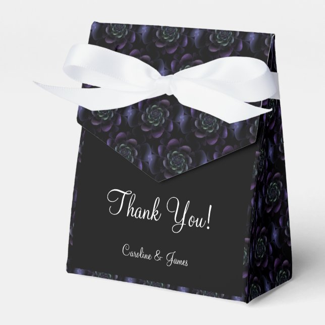 Purple Lavender Black Teal Floral Favour Box (Front Side)