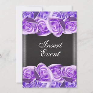 Purple lavender black wedding roses invitation