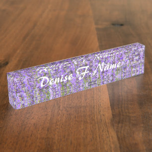 Purple Lavender Blooms Personalised Floral Nameplate