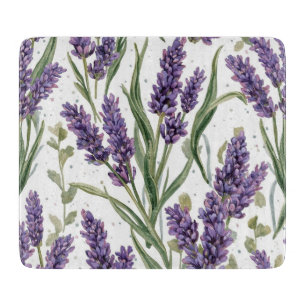 Purple Lavender Blooms Watercolor Botanical Cutting Board