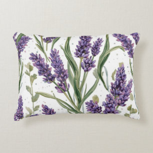 Purple Lavender Blooms Watercolor Botanical Decorative Cushion